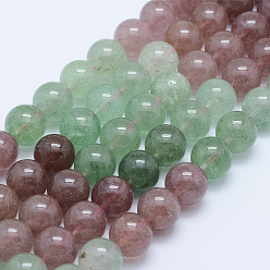 Клубничный Кварц Природного кварца клубники нитей бисера, круглые, 12 мм, отверстие : 1 мм, около 34 шт / нитка, 15.7 дюйм (40 см)