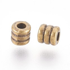 Antique Bronze Tibetan Style Bead Spacers, Antique Bronze Color, Zinc Alloy Beads, Lead Free & Cadmium Free, Column, 4x4mm, Hole: 2mm