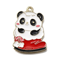 Панда Подвески из эмали и сплава, золотые, Рождественская серия, панда, 26.5x19x1 мм, отверстие : 1.5 мм