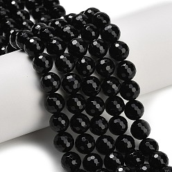 Black Onyx Бусины из натурального черного оникса, граненые, круглые, окрашенная и подогревом, 10 мм, отверстие : 1 мм, около 38~39 шт / нитка, 15.16'' (38.5 см)