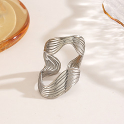 Нержавеющая Сталь Цвет Волнообразная форма 304 манжеты из нержавеющей стали для женщин, цвет нержавеющей стали, 30 мм, внутренний диаметр: 17 мм