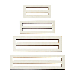 Rectangle 4шт 4 стиль доски для венков из дерева, деревянные доски для цветов макраме для сетчатого венка, венок своими руками декор материалы, прямоугольные, 200~350x100x4.6 мм, внутренний диаметр: 20x160~311 мм, 1 шт / стиль