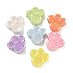 (52) Непрозрачная лаванда Переливающиеся акриловые бусины с УФ-покрытием, отпечаток лапы, разноцветные, 23.5x24x9 мм, отверстие : 2.5 мм