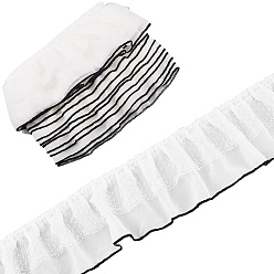 Белый 6.2~6.5м полиэфирная кружевная лента, для аксессуаров для одежды, украшение подарка, белые, 3-1/4 дюйм (82 мм)