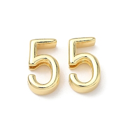 Настоящее золото 18K Прелести латунных слайд, без свинца и без кадмия, долговечный, стойки покрытие, число 5, реальный 18 k позолоченный, 16x9.5x5 мм, отверстие : 10.5x2.3 мм
