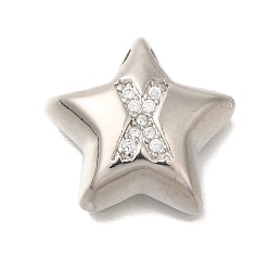 Letter X Стойка металлическая латунная микропрофилированная кубическая циркония подвески, долговечный, без кадмия и без свинца, буквы, платина, Письмо X, 15.5x16.5x5.5 мм, отверстие : 3 мм