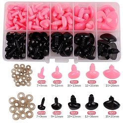 Pink Безопасные глазки для пластиковых кукол, мягкая игрушка глаз, для поделок куклы игрушки кукольные плюшевые животные изготовление, розовые, 128x68x22 мм, глаз: 106шт., прокладка: 106шт.