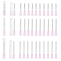 Pink 90 шт. 3 стиль 304 игла-дозатор из нержавеющей стали с пластиковым люэровским наконечником и колпачком, ветеринарная игла для инъекций, игла для домашней птицы, розовые, 42.5~59x8 мм, 30 шт / стиль