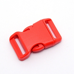 Rouge Pom libération de côté boucles en plastique, fermoirs de bracelet de survie, rouge, 45.5x28x10mm, Trou: 20.5x3mm