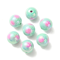 Аквамарин УФ-покрытие радужными переливающимися акриловыми бусинами, два тона, круглые, аквамарин, 16 мм, отверстие : 3 мм