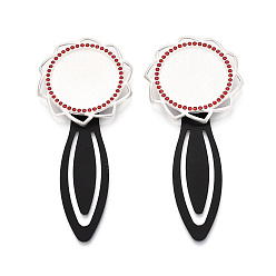 Серебро Закладки из сплава и железа, с плоским круглым вращающимся подносом и стразами, серебряные, 82~83x37x5.5~6 мм, Размер лотка: 25 мм