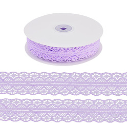Purple Polyester Lace Ribbon, for Flower Packaging, Purple, 1-1/8 inch(30mm), about 49.21 Yards(45m)/Roll
