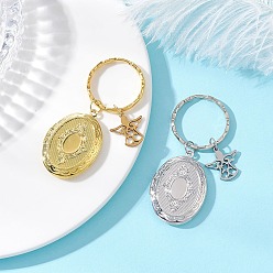 Платиновый & Золотой Латунные брелоки-медальоны, ангел с овальными подвесками, с железной застежкой для брелока и 304 подвесками из нержавеющей стали, платиной и золотом, 60 мм