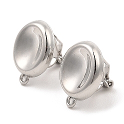 Platinum Alloy Clip-on Earring Findings, with Horizontal Loops, for Non-pierced Ears, Flat Round, Platinum, 18.5x15x13mm, Hole: 1.2mm
