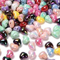(52) Непрозрачная лаванда УФ покрыты непрозрачными акриловыми бусами, радужный, сердце, разноцветные, 10x13x8.5 мм, отверстие : 1.8 мм