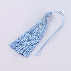 Светло-Голубой Нейлоновая нить кисточкой большие украшения кулон, Небесно-голубой, 100x10 мм