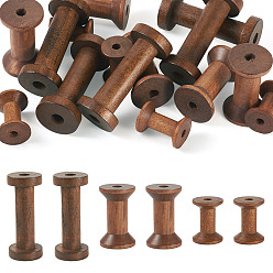 Коричневый 15 шт. 3 стили деревянная швейная вышивальная катушка с нитками, пустые шпульки, для вышивальных и швейных машин, коричневые, 30.5~70x16~29 мм, отверстие : 6~9.5 мм, 5 шт / стиль