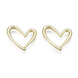 Light Gold Соединительные кольца из сплава для покрытия стойки, без кадмия, без никеля и без свинца, сердце, золотой свет, 14x16.5x2 мм, внутренний диаметр: 6x13 мм