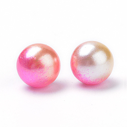 Hot Pink Rainbow Acrylic Imitation Pearl Beads, Gradient Mermaid Pearl Beads, No Hole, Round, Hot Pink, 6mm, about 5000pcs/500g