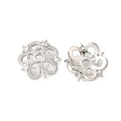 Платина Колпачки для бусин из прозрачного кубического циркония в форме цветка из латуни, долговечный, без кадмия и без свинца, стойки покрытие, платина, 15x14x3.5 мм, отверстие : 2 мм