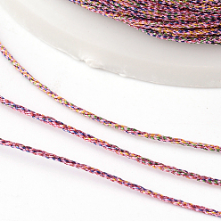 Colorful Round Metallic Thread, Embroidery Thread, 3-Ply, Colorful, 0.4mm, about 1093.61 yards(1000m)/roll
