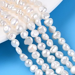 Кремово-белый Нити из натурального культивированного пресноводного жемчуга, самородки, кремово-белые, 5~6x5~6.5x3~5 мм, отверстие : 0.5~0.6 мм, около 32 шт / нитка, 6.89~7.09'' (17.5~18 см)