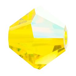80310 200 Citrine AB Хрустальные бусины preciosa®, чешский хрусталь, биконус(451 69 302 рондель), 80310 200 цитрин аб, 4 мм, отверстие : 0.8 мм
