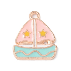 Парусное судно Золотили эмали сплава подвески, парусное судно, 19x16x1.5 мм, отверстие : 1.5 мм