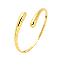 Настоящее золото 18K Латунные браслеты с открытыми манжетами для женщин, реальный 18 k позолоченный, 0.25~0.7 см, внутренний диаметр: 2-1/8 дюйм (5.5 см)