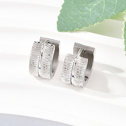 Нержавеющая Сталь Цвет 304 текстурированные серьги-кольца из нержавеющей стали для женщин, с 316 ушными шпильками из хирургической нержавеющей стали, цвет нержавеющей стали, 13.5x7 мм