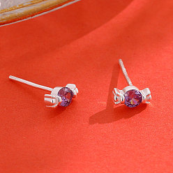 Средняя Орхидея 999 серьги-гвоздики из стерлингового серебра с кубическим цирконием в форме конфет, серебряные, средне орхидеи, 3x6 мм