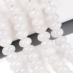 с с Покрытием AB Цветов  Гальванизировать природный кристалл кварца бусы пряди, рондель, с покрытием AB цвета, 6~6.5x10 мм, отверстие : 1~1.2 мм, около 56~60 шт / нитка, 13.78~14.57'' (35~37 см)