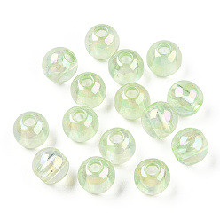 Бледно-Зеленый Прозрачные акриловые бусины, с покрытием AB цвета, круглые, бледно-зеленый, 6x5 мм, отверстие : 1.8 мм, Около 4400 шт / 500 г