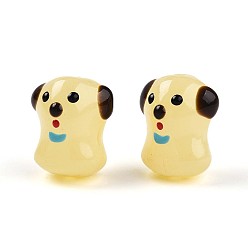 Светло-желтый Эмалевые бусины ручной работы в технике лэмпворк, собака, светло-желтый, 20~20.5x16.5~17.5x13.5~14.5 мм, отверстие : 1.4 мм