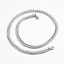 Stainless Steel Color Non-Tarnish 304 Stainless Steel Chain Necklaces, with Lobster Claw Clasps, Stainless Steel Color, 23.82 inch(60.5cm), 7.5x2mm