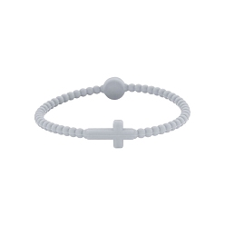Серебро Детские силиконовые эластичные браслеты с крестом для девочек и мальчиков, серебряные, 6-7/8 дюйм (17.5 см)