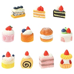 Couleur Mélangete 44 pièces 11 styles de décorations miniatures pour gâteaux, accessoires de maison de poupée micro paysage, faire semblant de décorations d'accessoires, couleur mixte, 15.5~16.5x8.5~19.5x13~21.5mm, 4 pcs / style