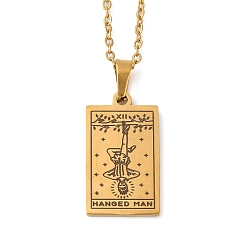 Другие Тема Таро 304 подвесные ожерелья из нержавеющей стали для женщин, кабель ожерелья цепи, реальный 18 k позолоченный, повешенный, 455 мм, Кулон : 22.5x13 мм