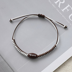 Rugby Браслеты из вощеного шнура на спортивную тематику, Украшения из смоляных бусин для женщин и мужчин, кокосового коричневый, регби, 5.91~11.81 дюйм (15~30 см)