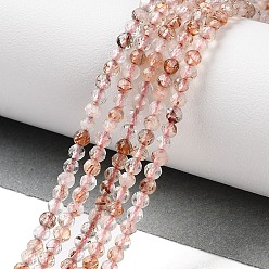 Rutilated Кварц Нити бусин из натурального черного золота с рутилированной кварцевой крошкой, граненые, круглые, 2.4x2.6x2.4 мм, отверстие : 0.6 мм, около 162 шт / нитка, 14.96"~15.35" (38~39 см)