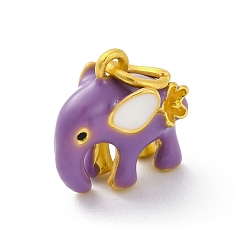 Темная Орхидея Сплав эмали прелести, с целью перехода в кольце, очарование слона, золотые, темные орхидеи, 14.5x15.5x8.5 мм, отверстие : 5.5 мм