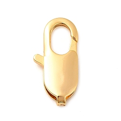 Настоящее золото 18K Латунные застежки, долговечный, без никеля , овальные, реальный 18 k позолоченный, 17x8x3 мм, отверстие : 1.6 мм