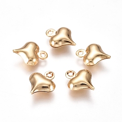 Золотой 304 прелести нержавеющей стали, сердце, золотые, 10x8x3 мм, отверстие : 1 мм