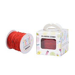 Red Elastic Cord, with Nylon Outside and Rubber Inside, Round, Red, 1mm, 109.36yards/roll(100m/roll)