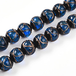 Королевский синий Бусины ручной работы бусины золотого песка, круглые, королевский синий, 12~12.5 мм, отверстие : 1.2~1.6 мм