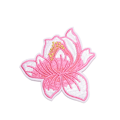Pearl Pink Computerized Embroidery Cloth Sew on Patches, Costume Accessories, Flower, Pearl Pink, 80x78mm
