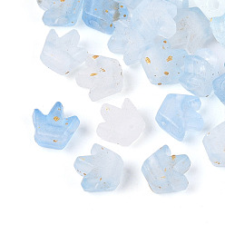 Светлый Стально-синий Матовые прозрачные акриловые бусины, корона, золотой фольгой, светло-стальной синий, 6.5~7x6.5x4 мм, отверстие : 1.7~1.8 мм, 5882 шт / 500 г