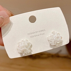 Flower Alloy & Resin Earrings for Women, Flower, 18x11mm