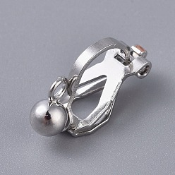 Платина Латунные клипсы. с петлей, платина, 16x6x8 мм, отверстие : 1.6 мм