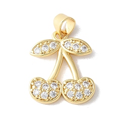 Прозрачный Латунные микро проложить кубического циркония подвески, долговечный, без кадмия и без свинца, стойки покрытие, вишня, прозрачные, 19x15.5x3 мм, отверстие : 3x4.5 мм